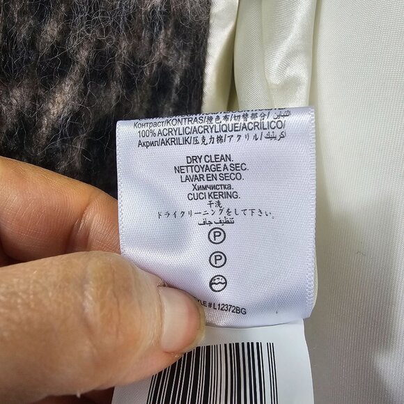 BCBGeneration Black Plaid Wool Wrap Coat Sz XS Belted Shawl Collar Mid-Length - Picture 11 of 14